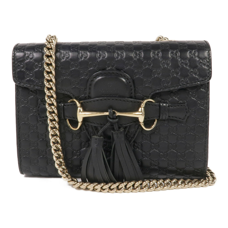 GUCCI 牛皮皮革Mini Emily金扣鏈帶肩背袋-0