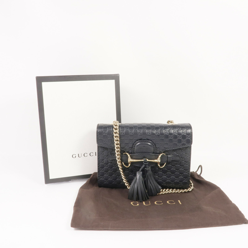 GUCCI 牛皮皮革Mini Emily金扣鏈帶肩背袋-16