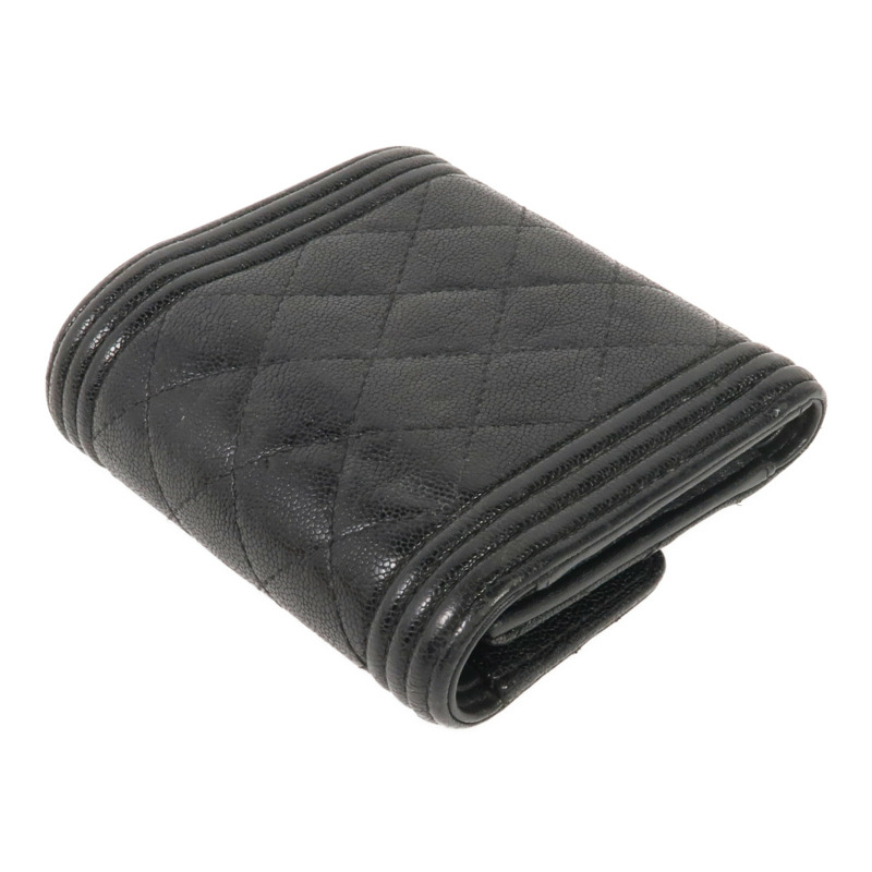 CHANEL 牛皮皮革Boy Trifold Wallet金扣錢包-5