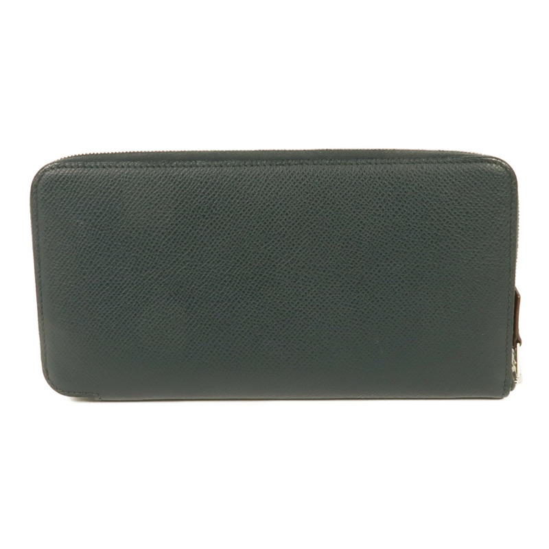 HERMES Epsom皮革Silk In Long Wallet銀扣長錢包Vert Cypress-1