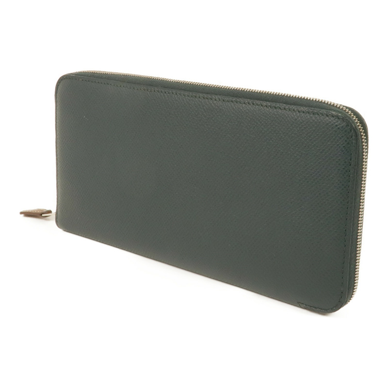HERMES Epsom皮革Silk In Long Wallet銀扣長錢包Vert Cypress-2