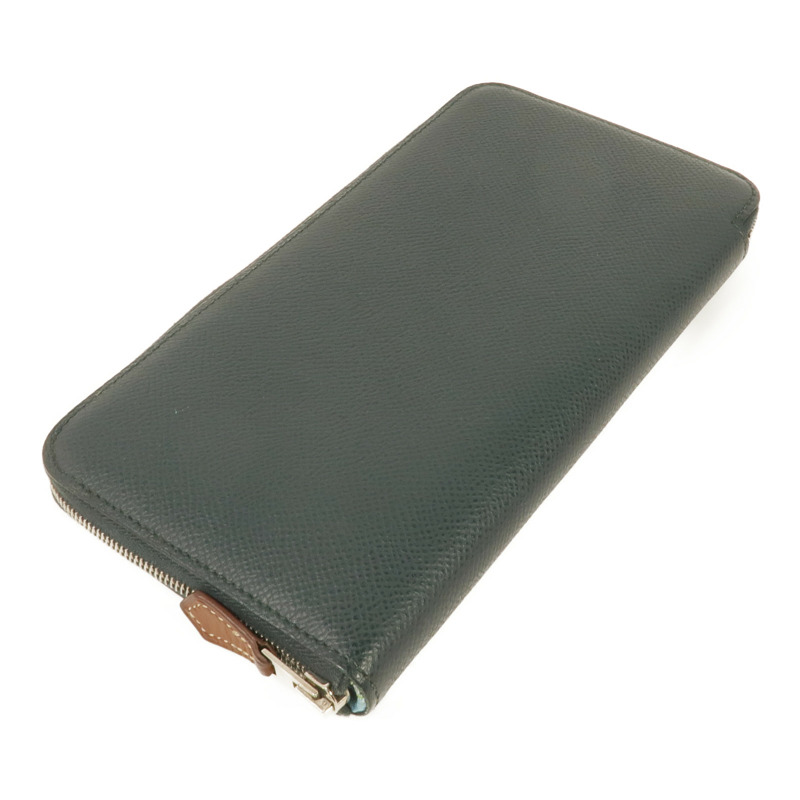 HERMES Epsom皮革Silk In Long Wallet銀扣長錢包Vert Cypress-3