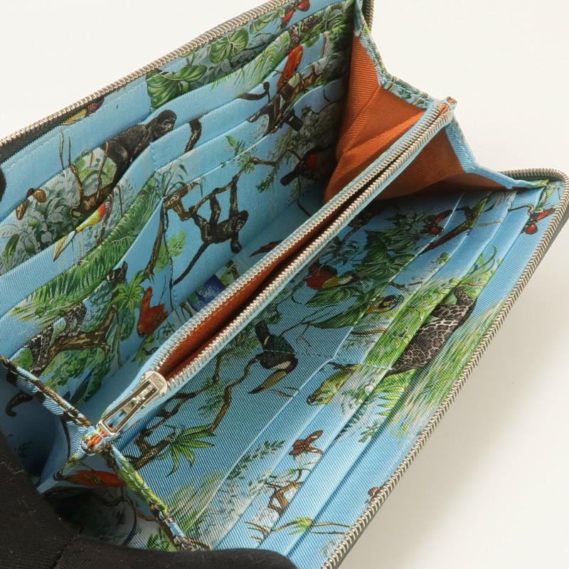 HERMES Epsom皮革Silk In Long Wallet銀扣長錢包Vert Cypress-11