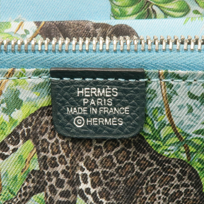 HERMES Epsom皮革Silk In Long Wallet銀扣長錢包Vert Cypress-13