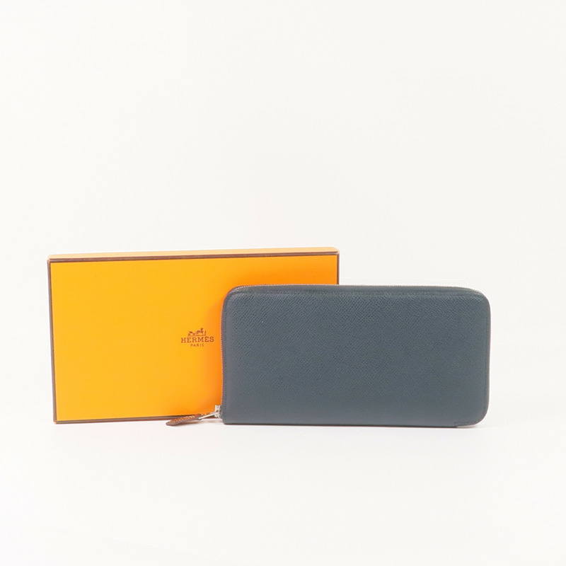 HERMES Epsom皮革Silk In Long Wallet銀扣長錢包Vert Cypress-15