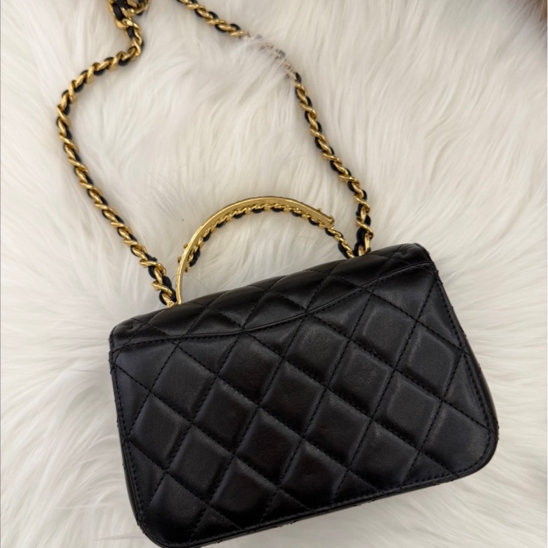 Chanel mini Flap Bg 黑金手柄鏈條包 芯片款-1