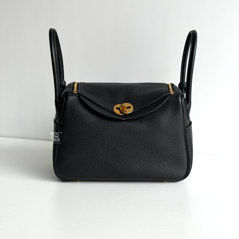 99新🆕 Hermès 愛馬仕 Lindy26 黑色金釦-0