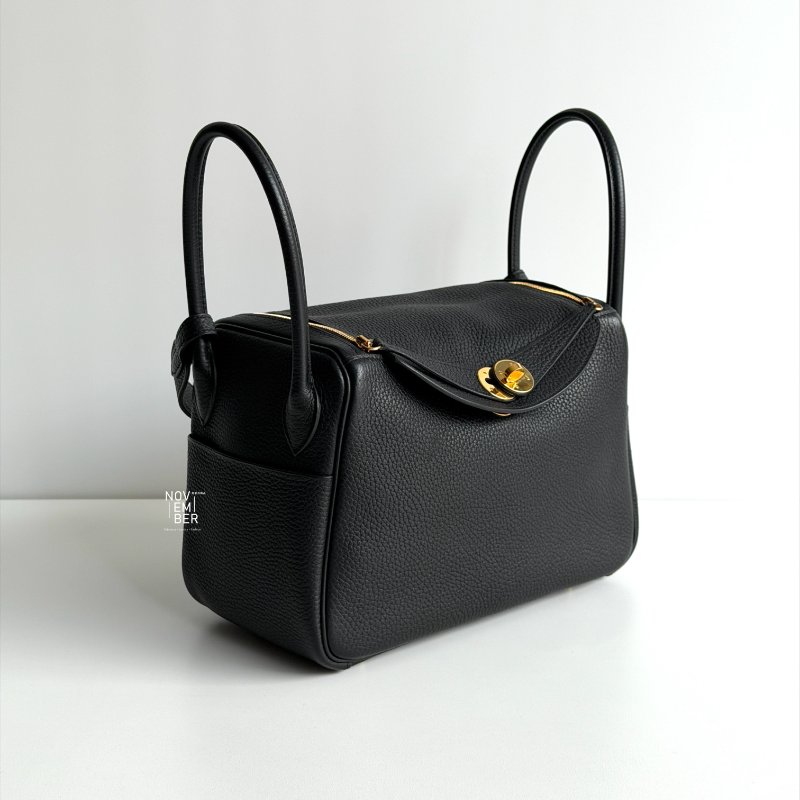 99新🆕 Hermès 愛馬仕 Lindy26 黑色金釦-1