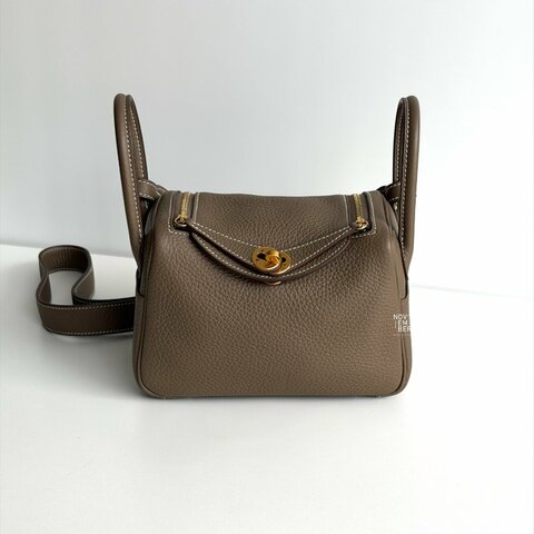 全新💖 Hermès 愛馬仕 Mini Lindy 大象灰金釦