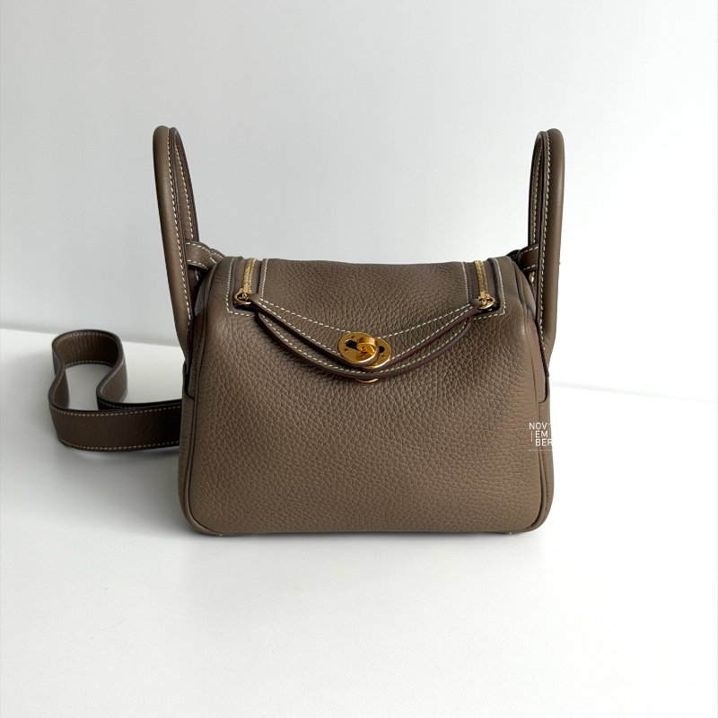 全新💖 Hermès 愛馬仕 Mini Lindy 大象灰金釦-0