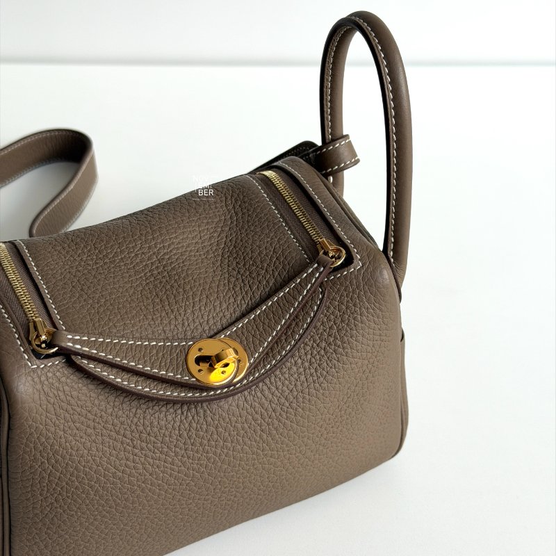 全新💖 Hermès 愛馬仕 Mini Lindy 大象灰金釦-3