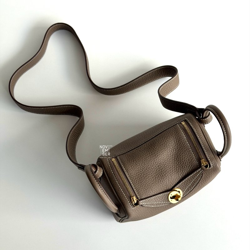 全新💖 Hermès 愛馬仕 Mini Lindy 大象灰金釦-4