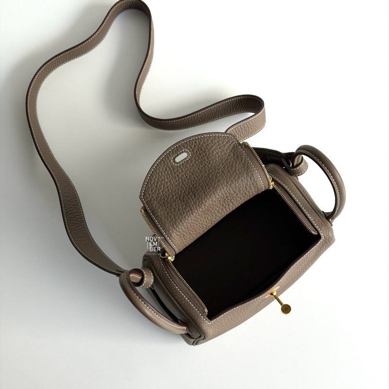 全新💖 Hermès 愛馬仕 Mini Lindy 大象灰金釦-5