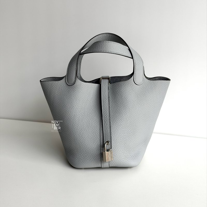 閒置新✨ 全配有購證 🙌🏻 Hermès 愛馬仕 Picotin18 冰川藍銀釦-0