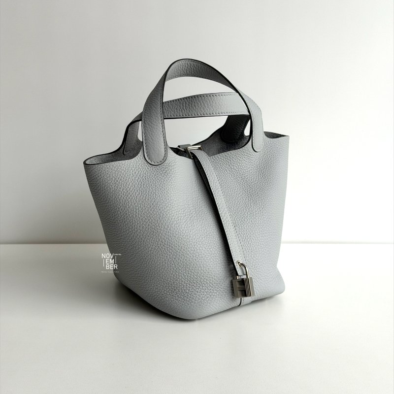 閒置新✨ 全配有購證 🙌🏻 Hermès 愛馬仕 Picotin18 冰川藍銀釦-1