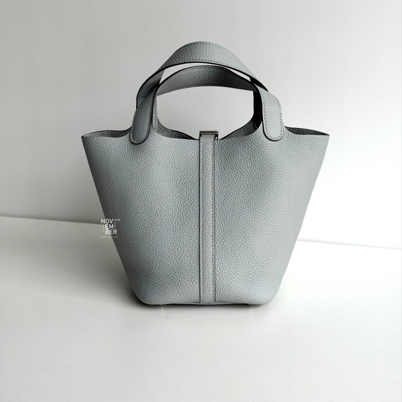 閒置新✨ 全配有購證 🙌🏻 Hermès 愛馬仕 Picotin18 冰川藍銀釦-6