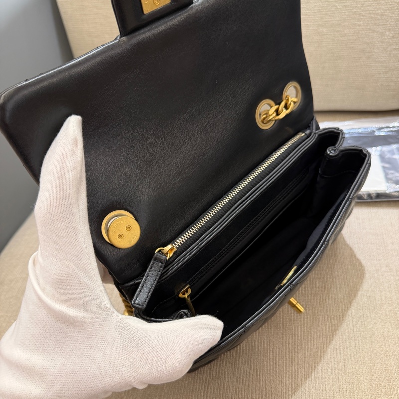 Chanel 22K黑金金柱調節釦風琴鏈包 芯片款-4