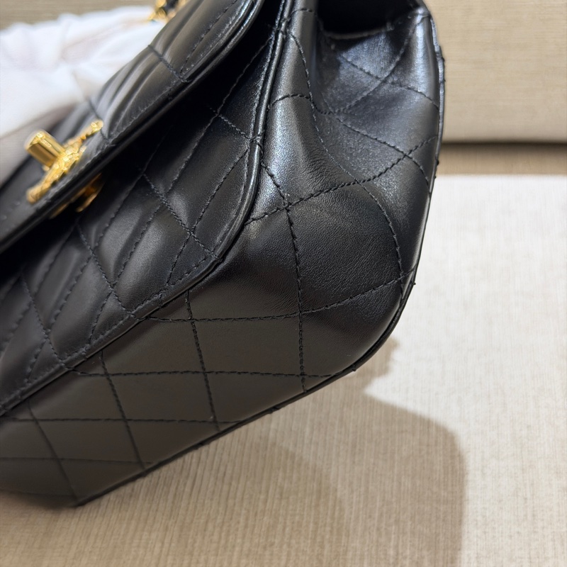 Chanel 22K黑金金柱調節釦風琴鏈包 芯片款-7