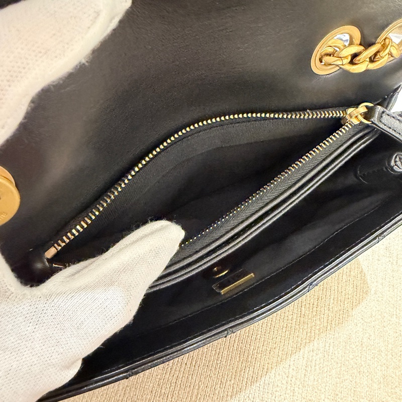 Chanel 22K黑金金柱調節釦風琴鏈包 芯片款-10