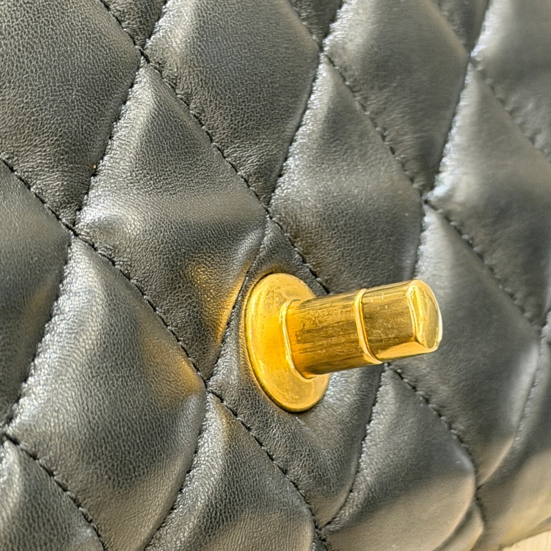 Chanel 22K黑金金柱調節釦風琴鏈包 芯片款-11