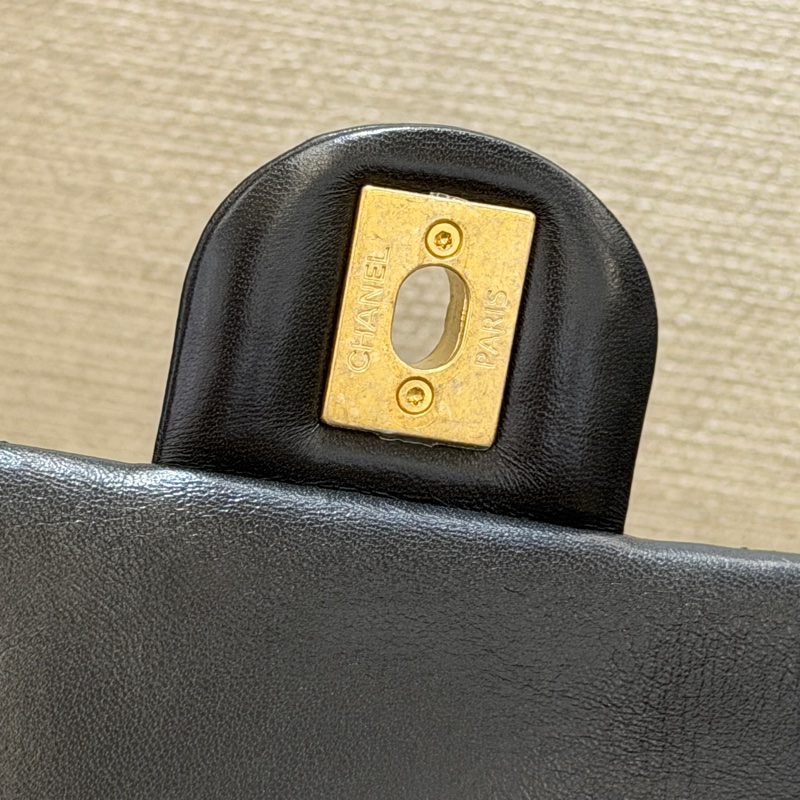 Chanel 22K黑金金柱調節釦風琴鏈包 芯片款-13
