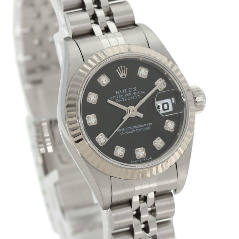 勞力士 79174G Datejust 10P 鑲鑽女錶，精鋼/18K 白金錶殼-3