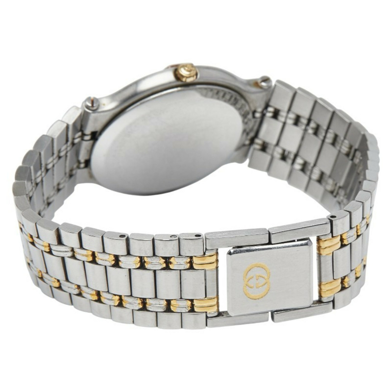 Gucci 男士腕錶，9000米石英機芯，金色錶盤，不鏽鋼鍍層-3