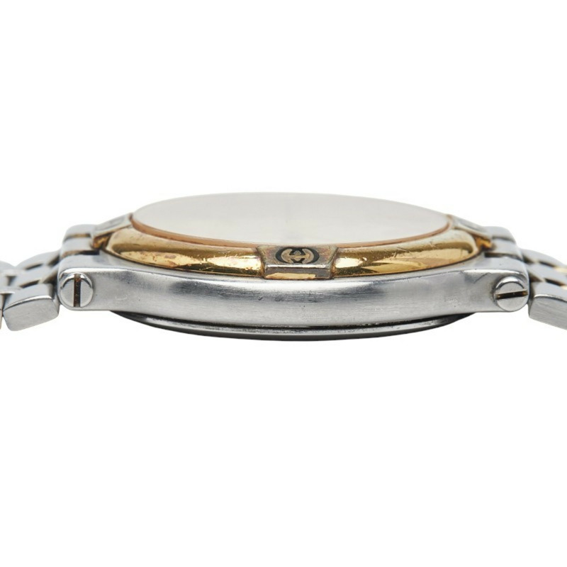 Gucci 男士腕錶，9000米石英機芯，金色錶盤，不鏽鋼鍍層-5