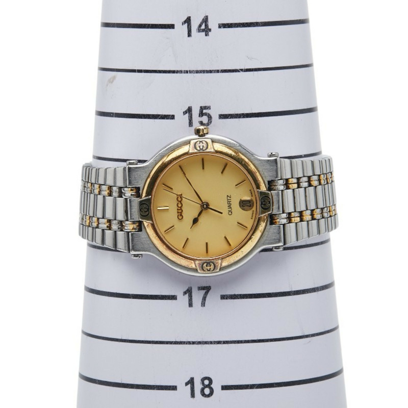 Gucci 男士腕錶，9000米石英機芯，金色錶盤，不鏽鋼鍍層-6