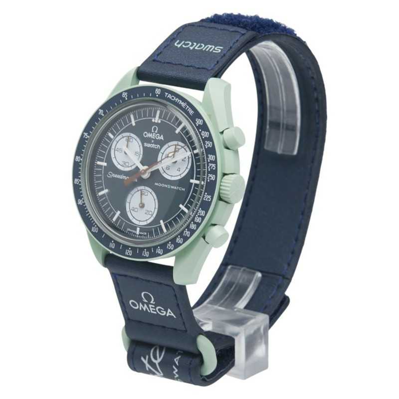 Oamim x Swatch 月球任務系列腕錶 SO33G100 石英錶 海軍藍錶盤 陶瓷尼龍錶帶 男士腕錶-1