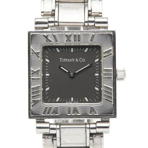 Tiffany Atlas 石英腕錶，黑色錶盤，不鏽鋼錶殼，女士款