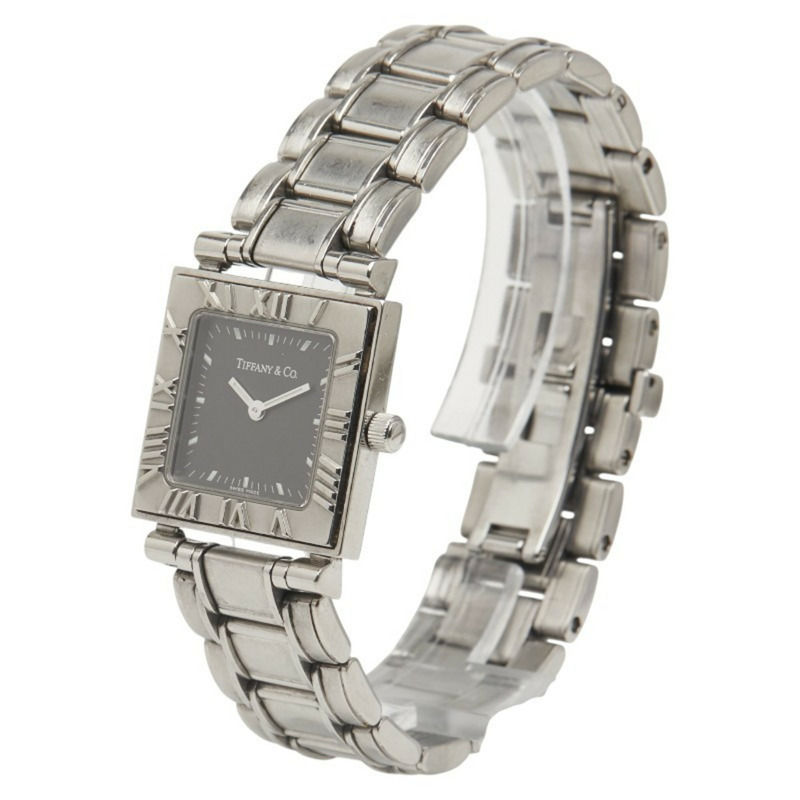 Tiffany Atlas 石英腕錶,黑色錶盤,不鏽鋼錶殼,女士款-1