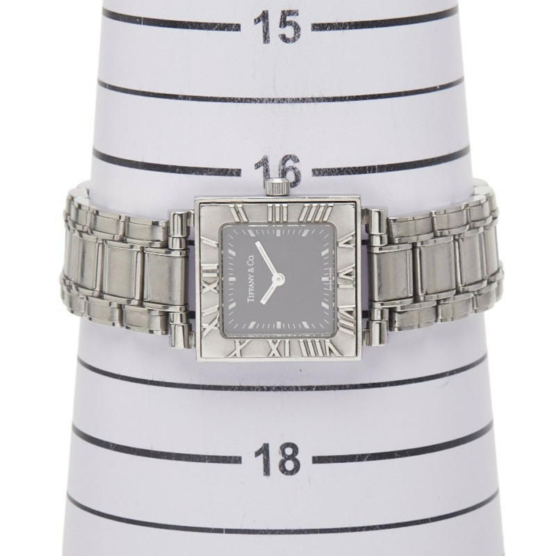 Tiffany Atlas 石英腕錶,黑色錶盤,不鏽鋼錶殼,女士款-6