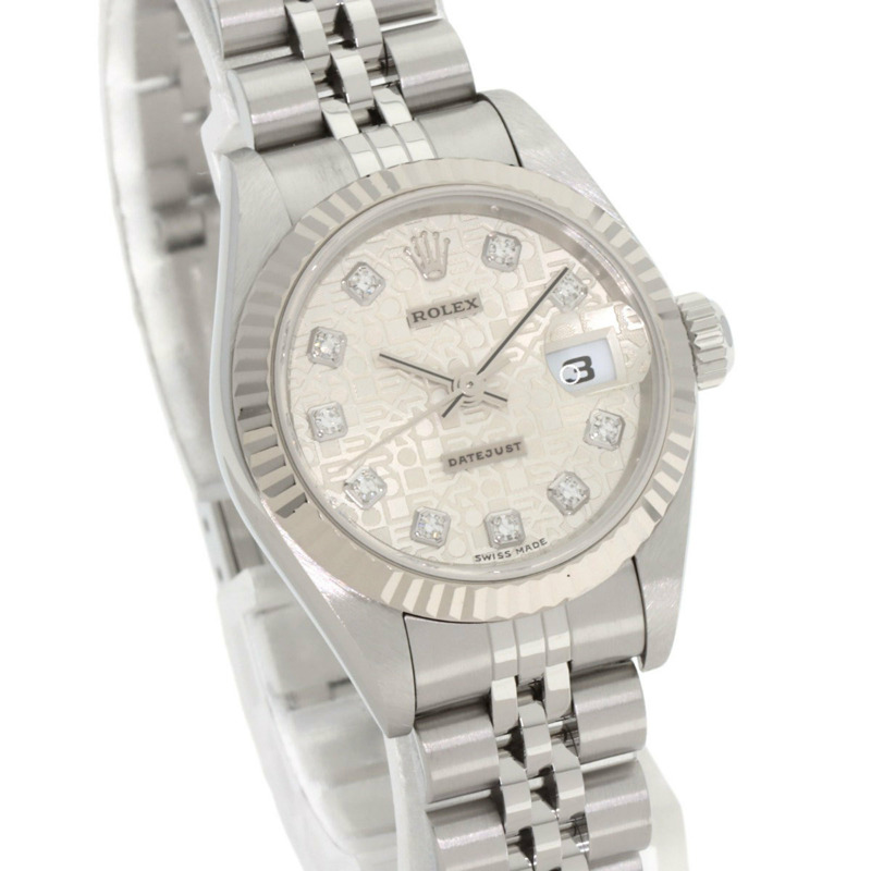 勞力士 79174G Datejust 10P 鑲鑽女錶，精鋼/18K 白金錶殼-3