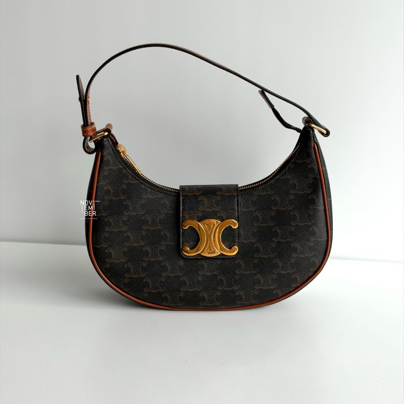 99新🆕 Celine 瑟琳 AVA 老花半月包金釦-0