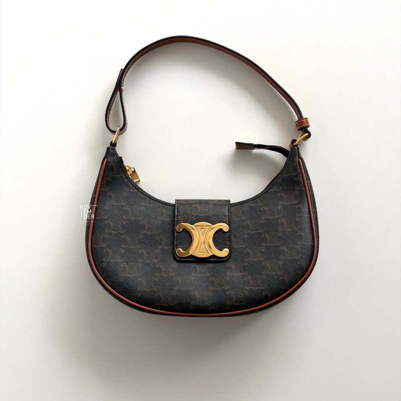 99新🆕 Celine 瑟琳 AVA 老花半月包金釦-1