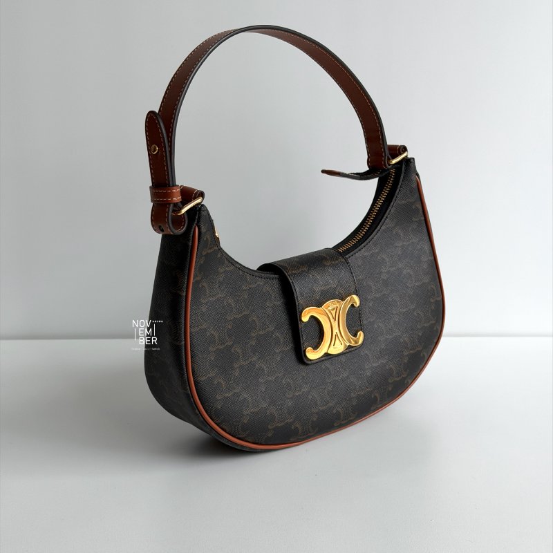 99新🆕 Celine 瑟琳 AVA 老花半月包金釦-2