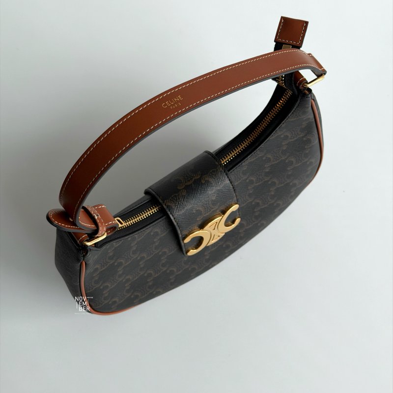 99新🆕 Celine 瑟琳 AVA 老花半月包金釦-3