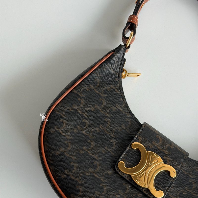 99新🆕 Celine 瑟琳 AVA 老花半月包金釦-4