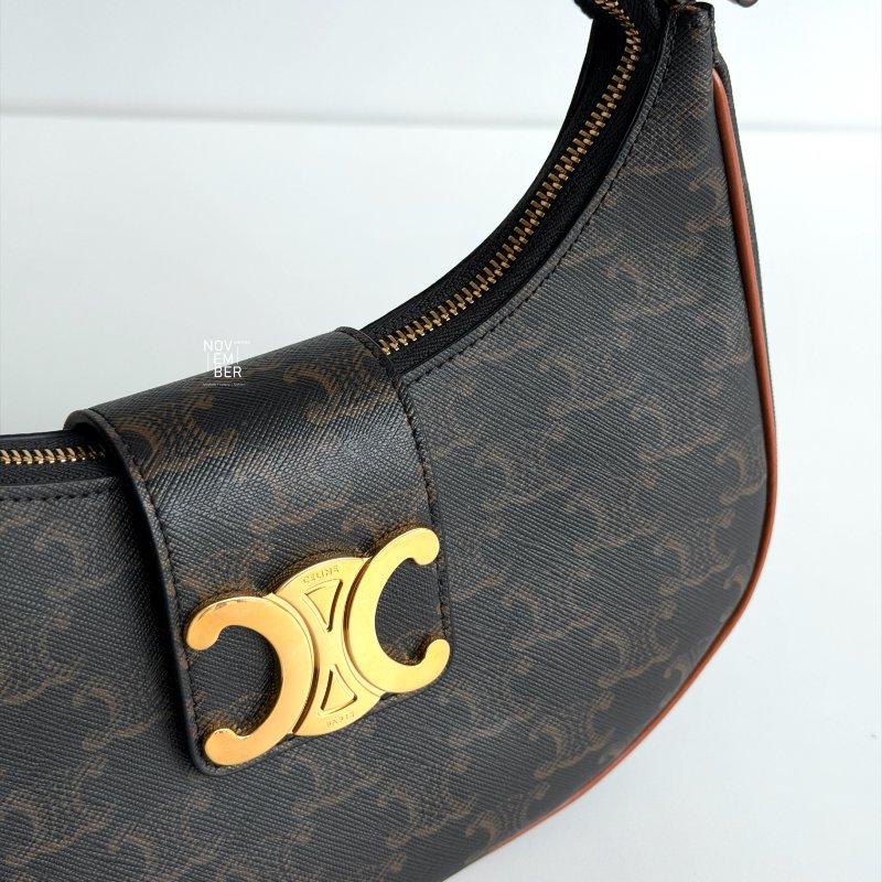 99新🆕 Celine 瑟琳 AVA 老花半月包金釦-5