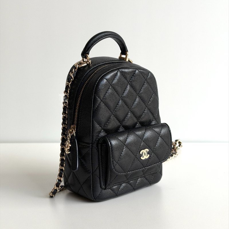 閒置新✨ Chanel 香奈兒 荔枝皮小書包黑色金釦-1