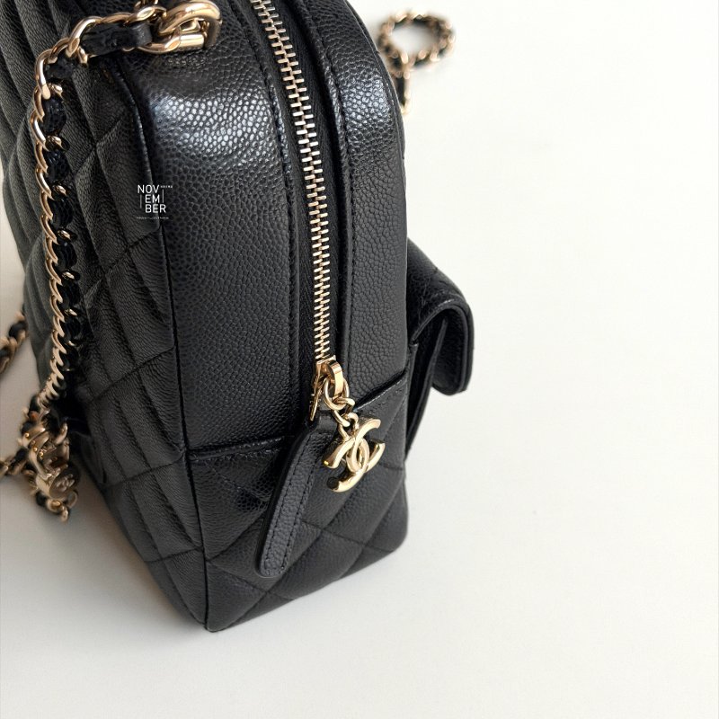 閒置新✨ Chanel 香奈兒 荔枝皮小書包黑色金釦-2