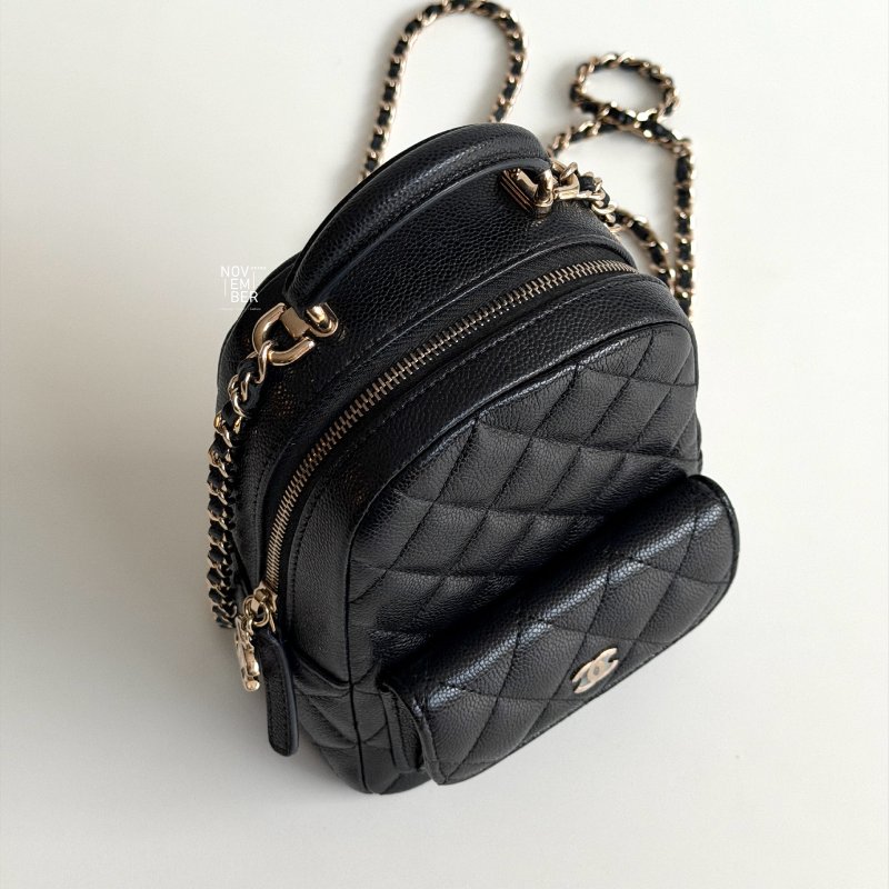 閒置新✨ Chanel 香奈兒 荔枝皮小書包黑色金釦-5