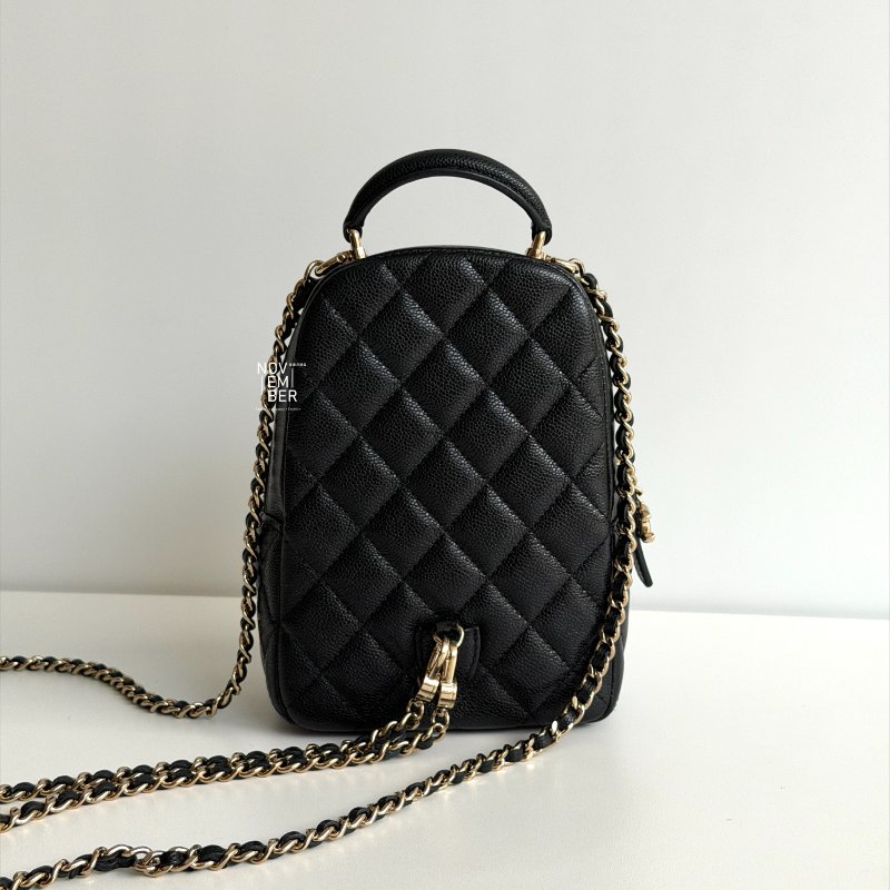 閒置新✨ Chanel 香奈兒 荔枝皮小書包黑色金釦-6