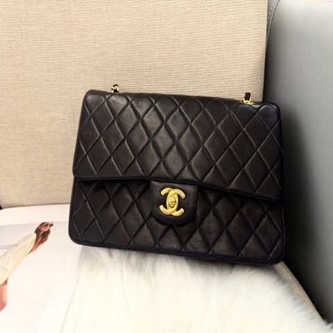 Chanel 小羊皮黑金CF25鏈條包