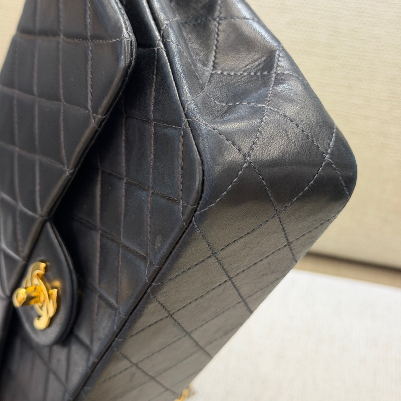 Chanel 小羊皮黑金CF25鏈條包-6