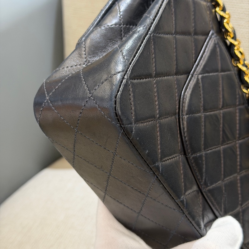 Chanel 小羊皮黑金CF25鏈條包-7