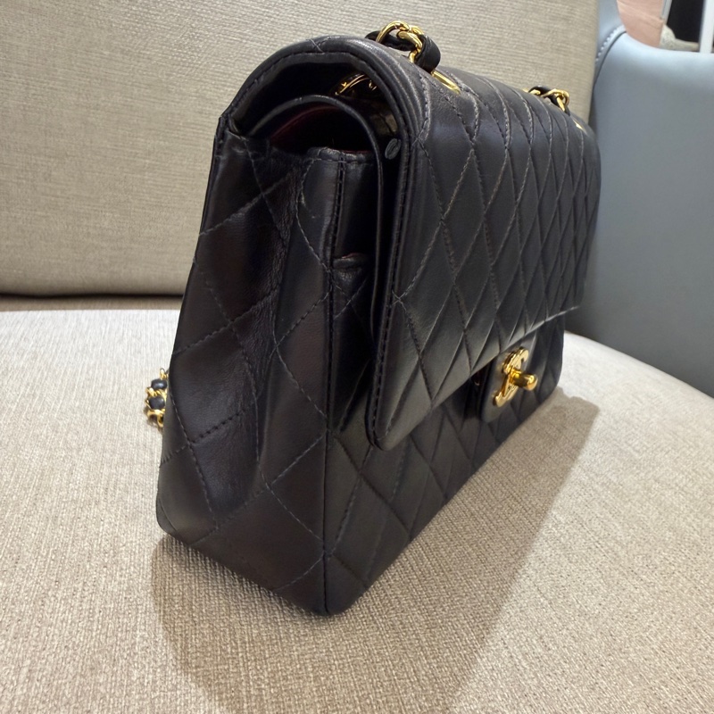 Chanel 小羊皮黑金CF25鏈條包-8