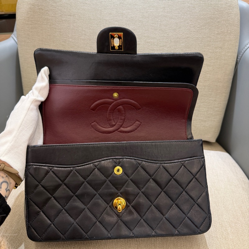 Chanel 小羊皮黑金CF25鏈條包-15