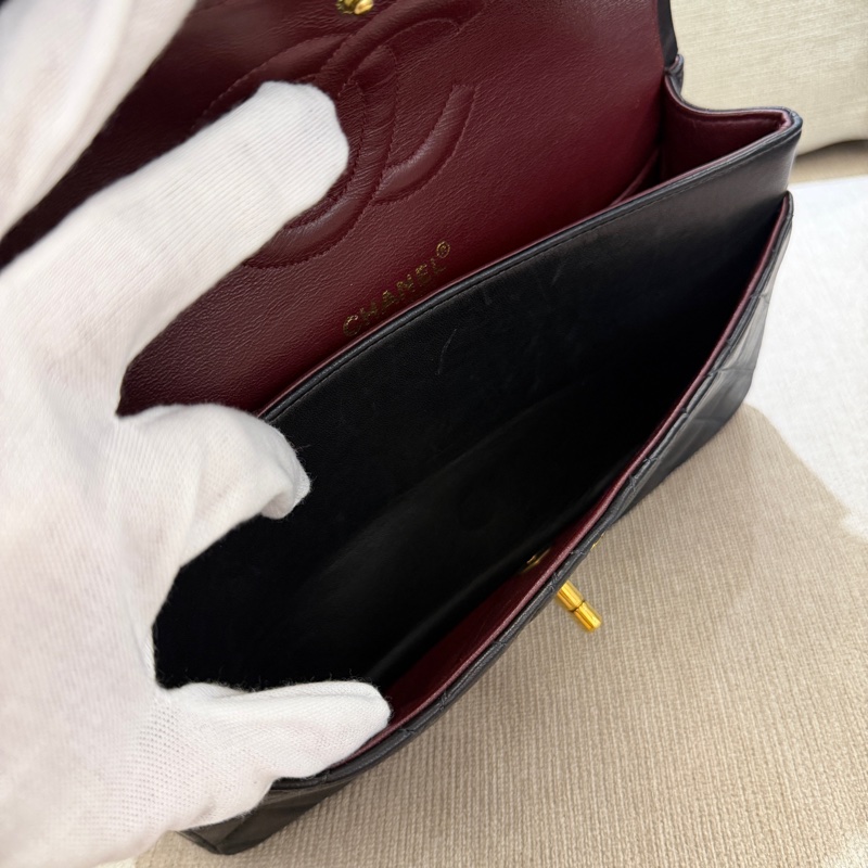 Chanel 小羊皮黑金CF25鏈條包-16